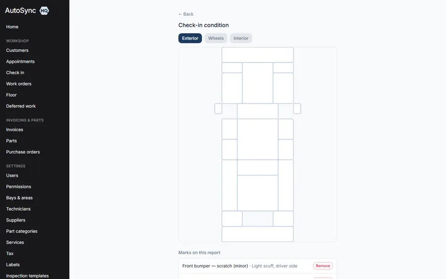 Condition, mapped at the door — a real screen from AutoSyncHQ