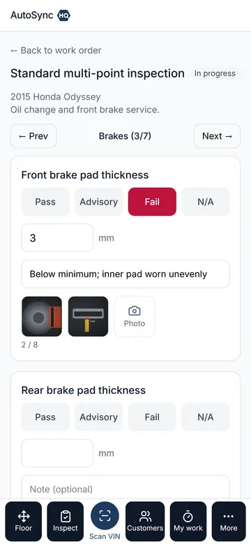 The inspection runner on a technician’s phone