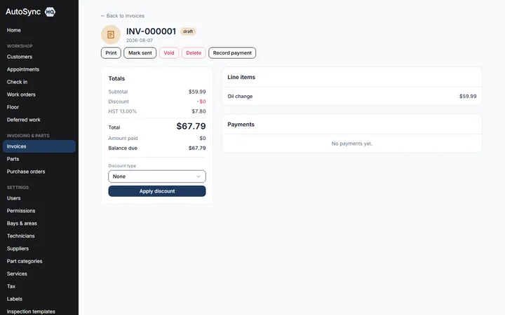 Tax, done correctly — a real screen from AutoSyncHQ