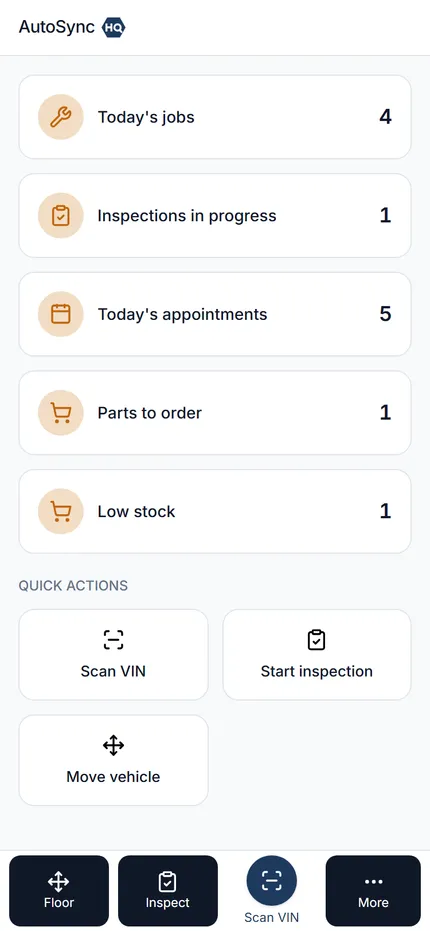 Built for the bay — a real screen from AutoSyncHQ